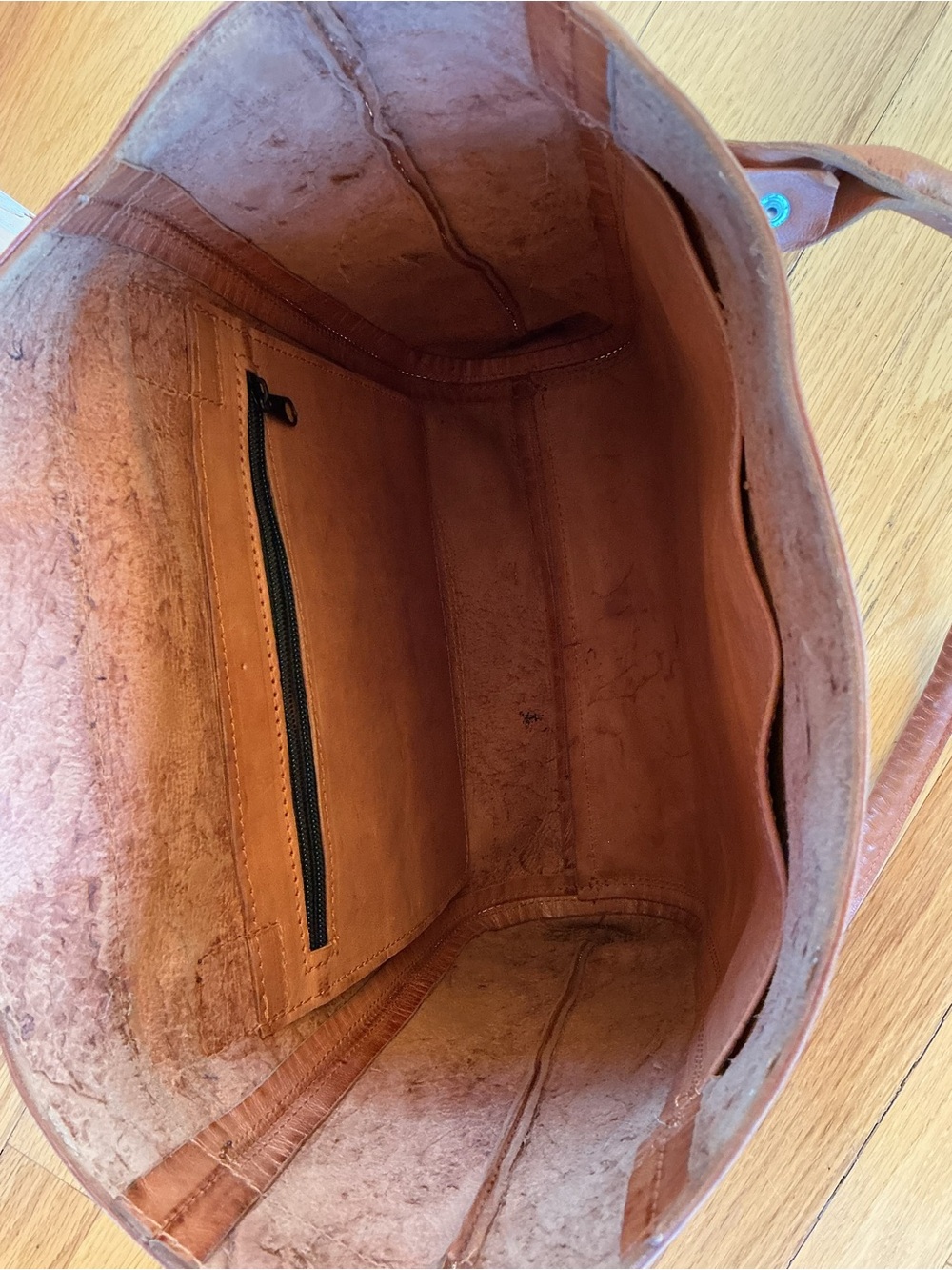 Vintage Cognac Leather Embossed Boho Tote Bag EUC - Picture 15 of 16
